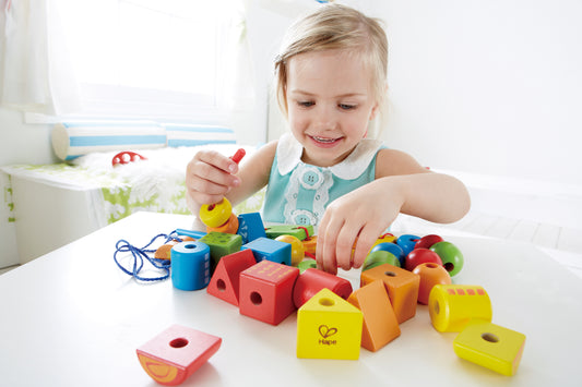 Hape - Wooden String-Along Shapes Educational Toy - 32pcs - Things4Kidz